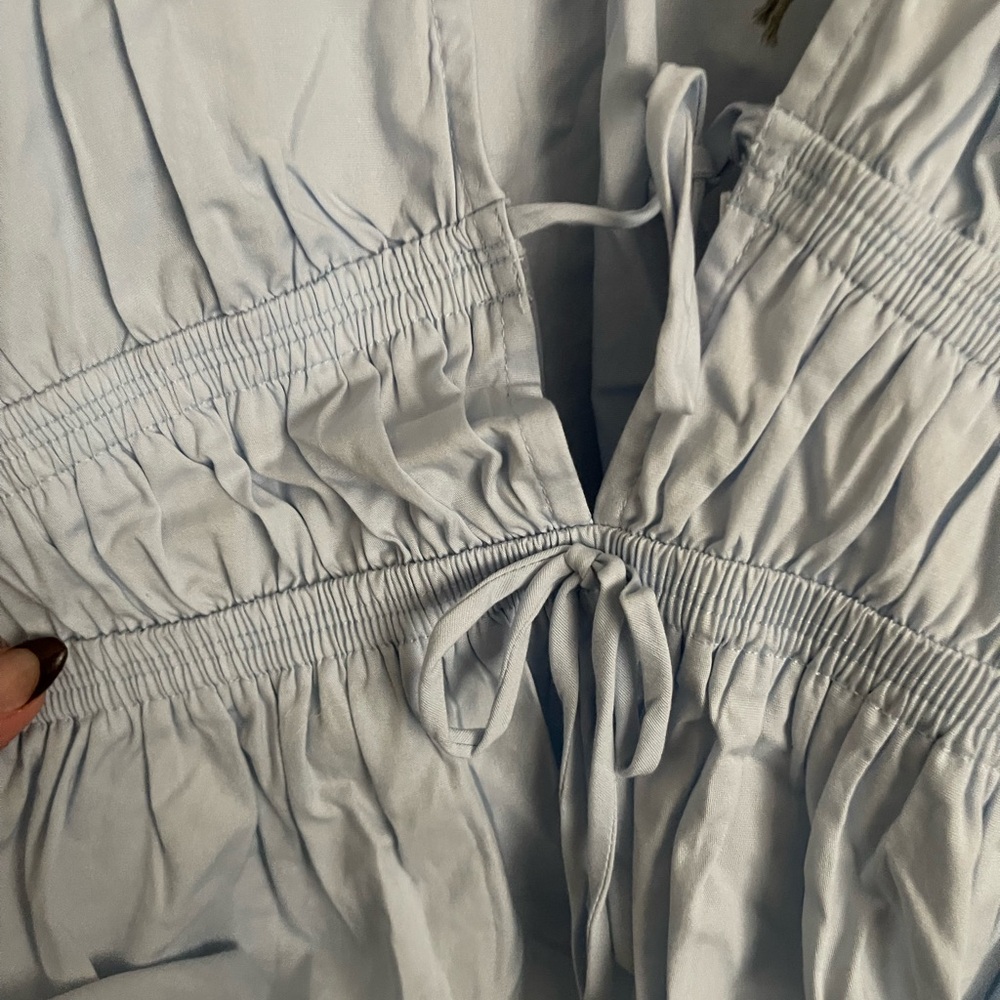 Wayf Light Blue Ruched Blouse - Picture 3 of 4